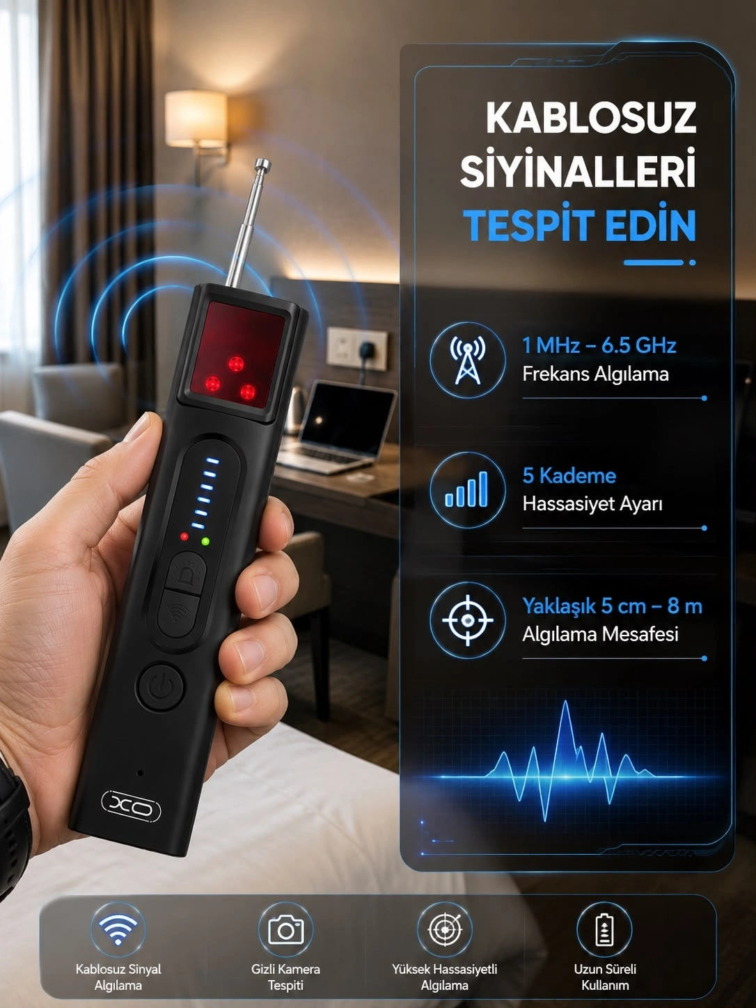 BUĞZ Profesyonel Gizli Kamera ve Kablosuz Sinyal Dedektörü