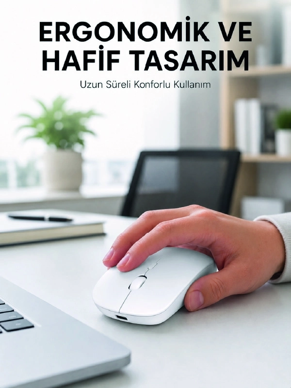 BUĞZ Profesyonel Kablosuz Bluetooth Mouse Çift Modlu Şarjlı Ergonomik Fare