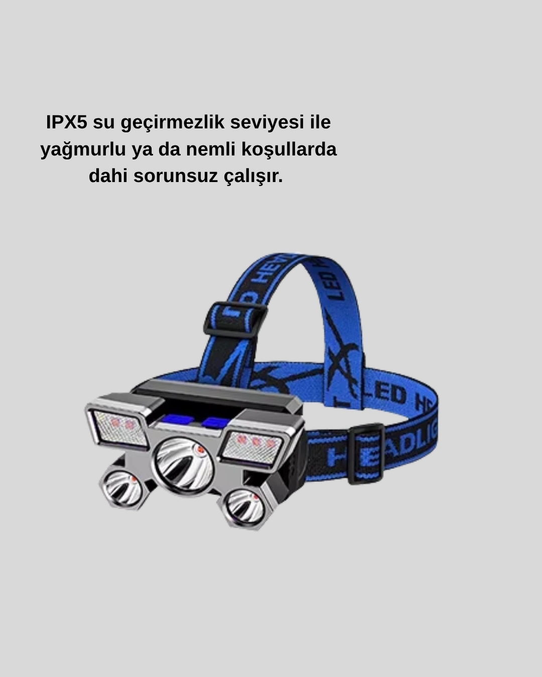 BUĞZ Profesyonel Şarjlı LED Far – IPX5 Suya Dayanıklı, 4 Işık Modu, Hareket Sensörlü
