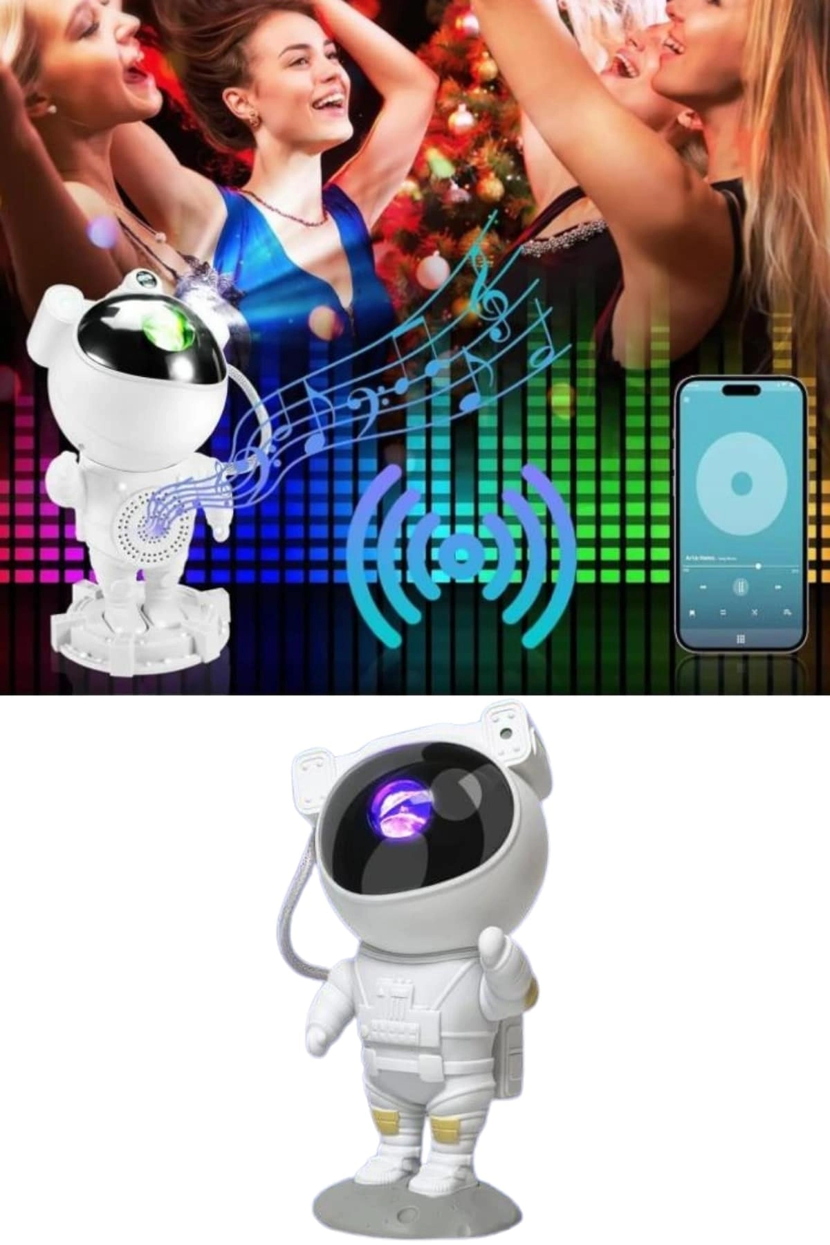 BUĞZ Projeksiyon Astronot Lamba Speaker Sevimli Astronot Bluetooth Hoparlör Yeni Nesil