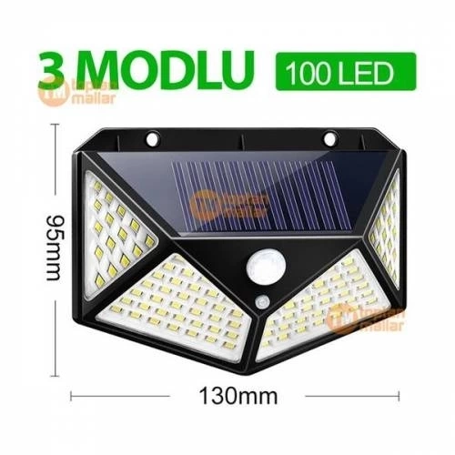 BUĞZ Projektör 100 Ledli Işık Sensörlü Güneş Enerjili Solar Lamba