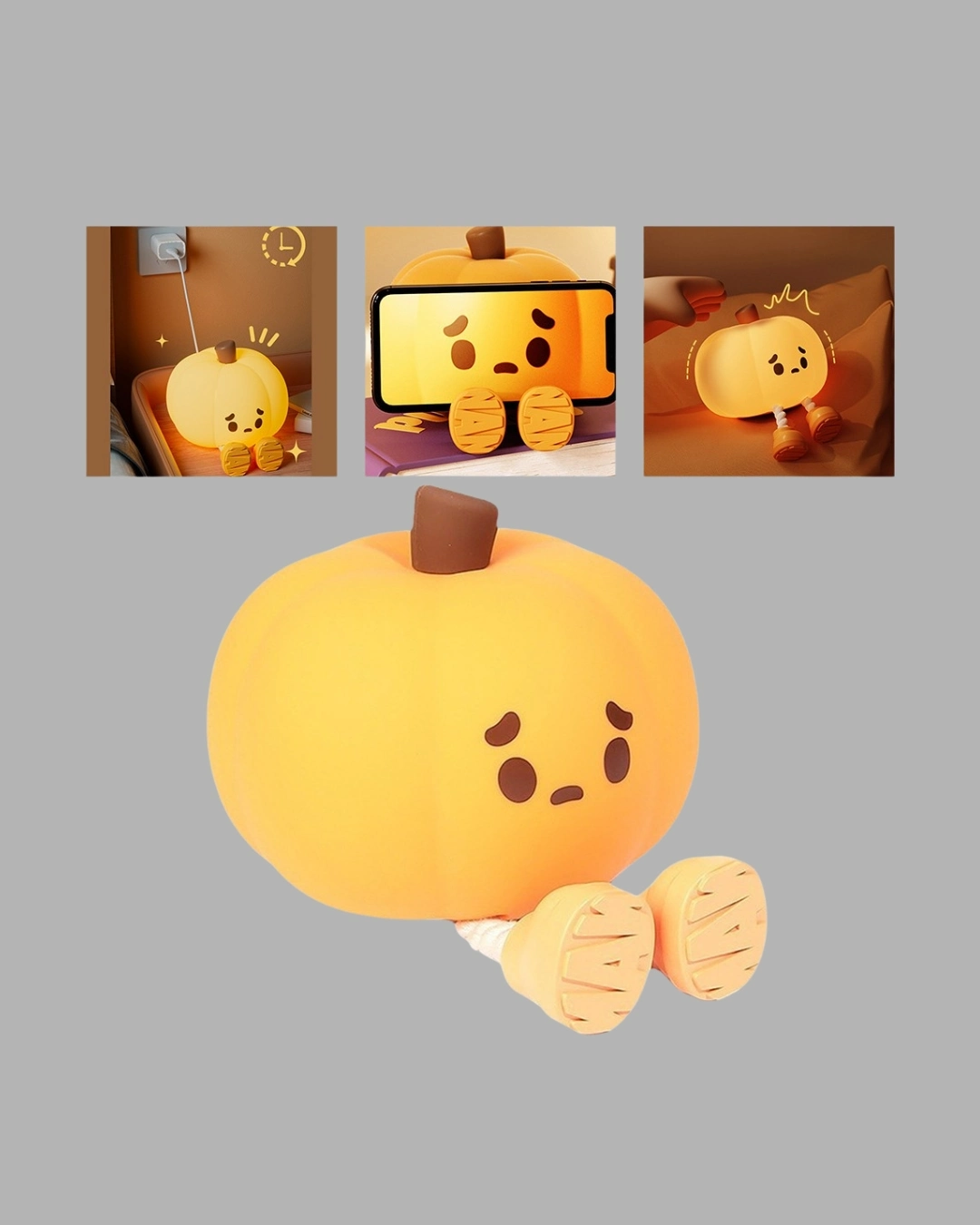 BUĞZ Pumpkin LED Night Light Dokunmatik Şarjlı Silikon Gece Lambası