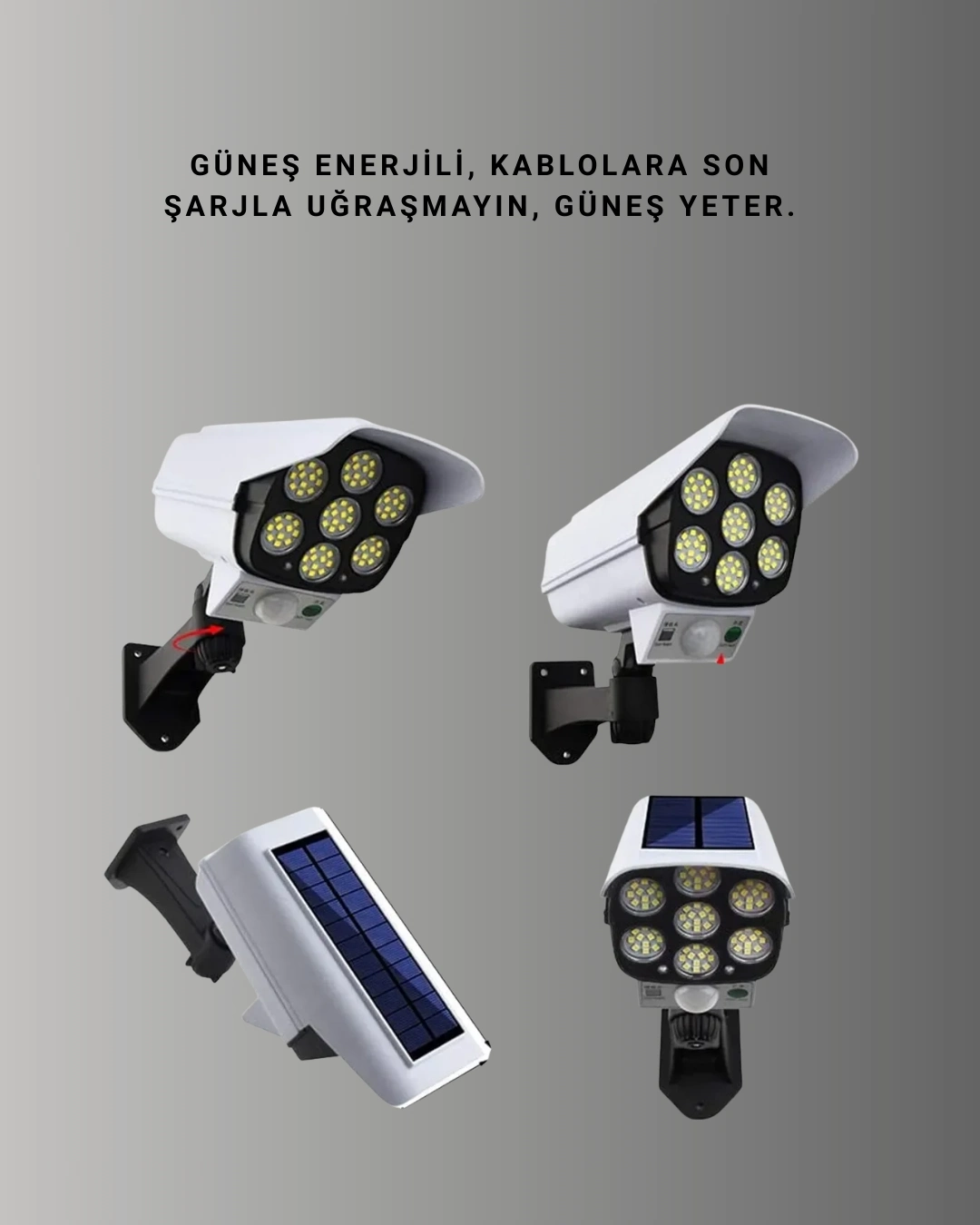 BUĞZ PVC+PC Malzemeli, 2'si 1 Arada Güvenlik Lambası – Ayarlanabilir Başlık ve Panel Açısı