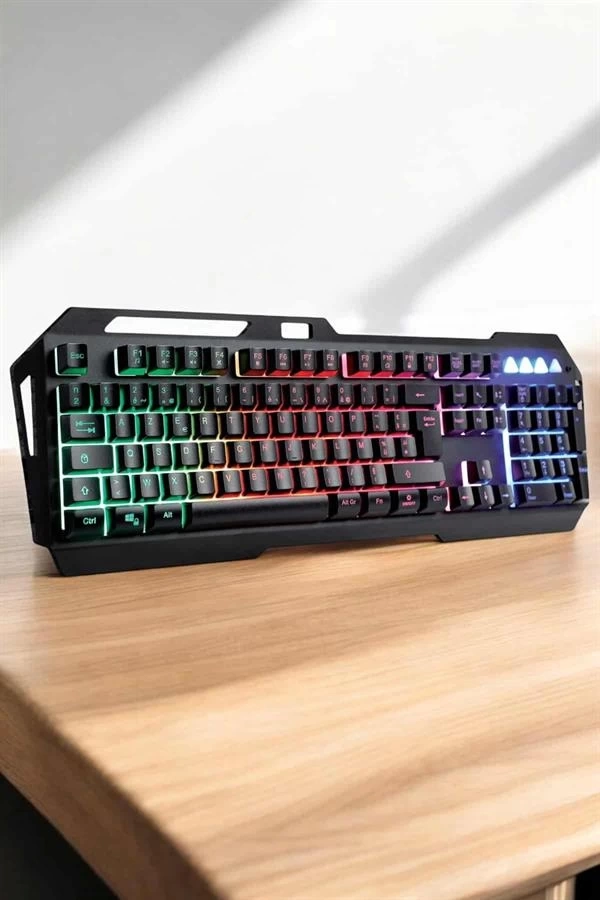 BUĞZ Q Klavye RGB Işıklı Klavye Ve Mouse Seti Kablolu Mouse Hediyeliş