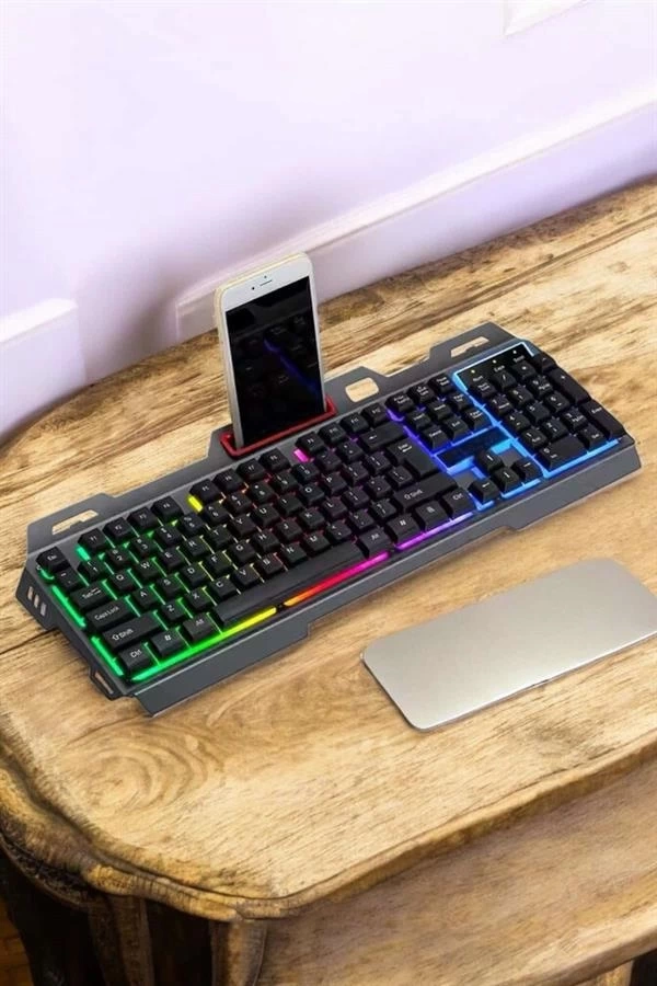 BUĞZ Q Klavye RGB Işıklı Klavye Ve Mouse Seti Kablolu Mouse Hediyeliş