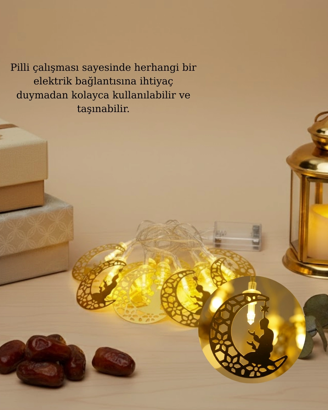 BUĞZ Ramazan Ay Işığı Secde Eden Adam Silüetli LED Peri Işığı
