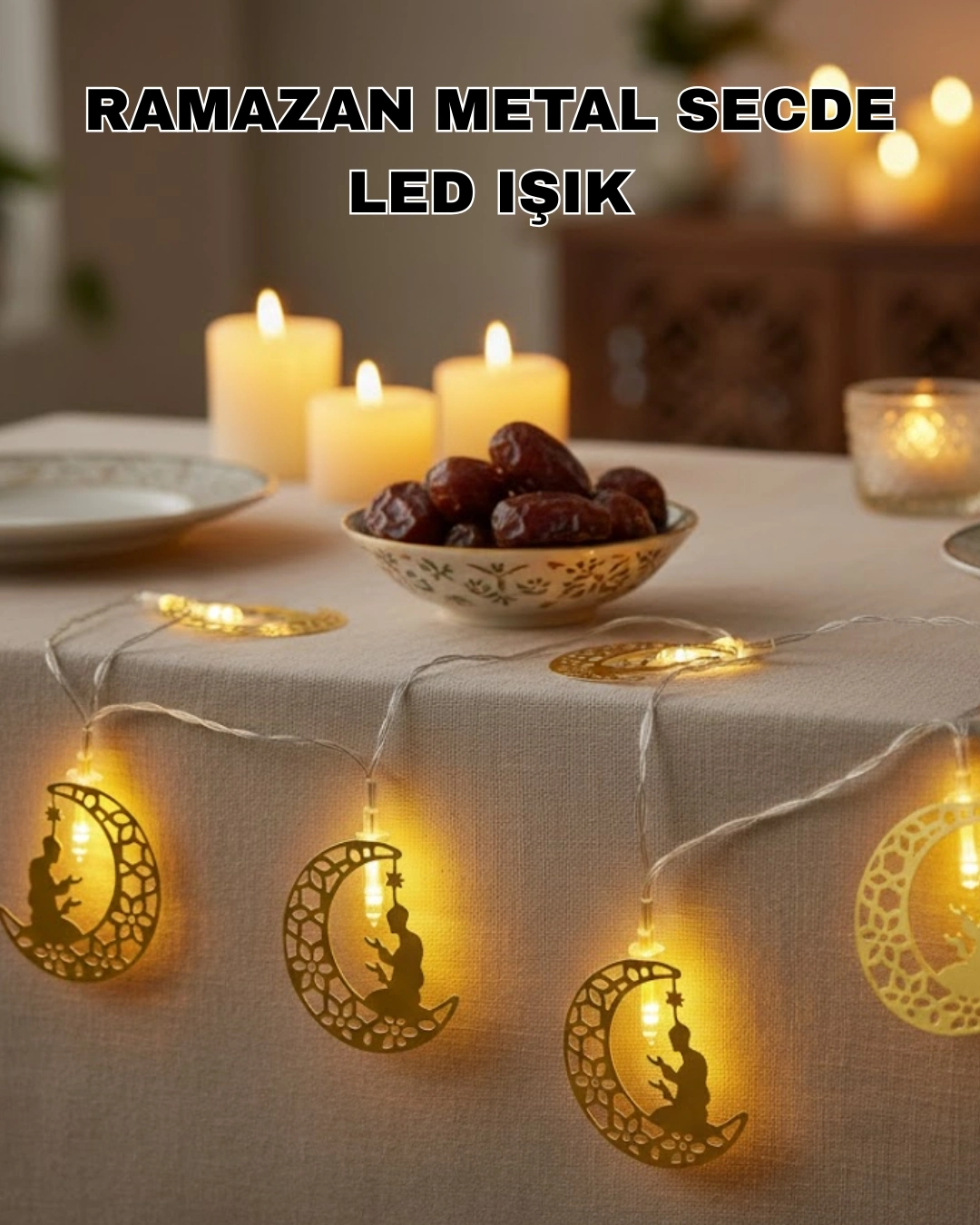 BUĞZ Ramazan Temalı Ay İçinde Secde Eden Adam LED Peri Işığı