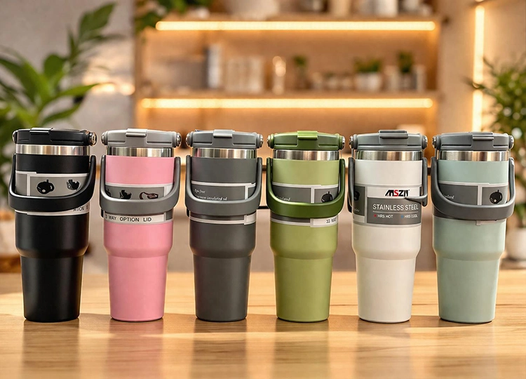 BUĞZ RENKLİ 700 ML TAŞIMA KULPLU PASLANMAZ ÇELİK TERMOS MUG BARDAK