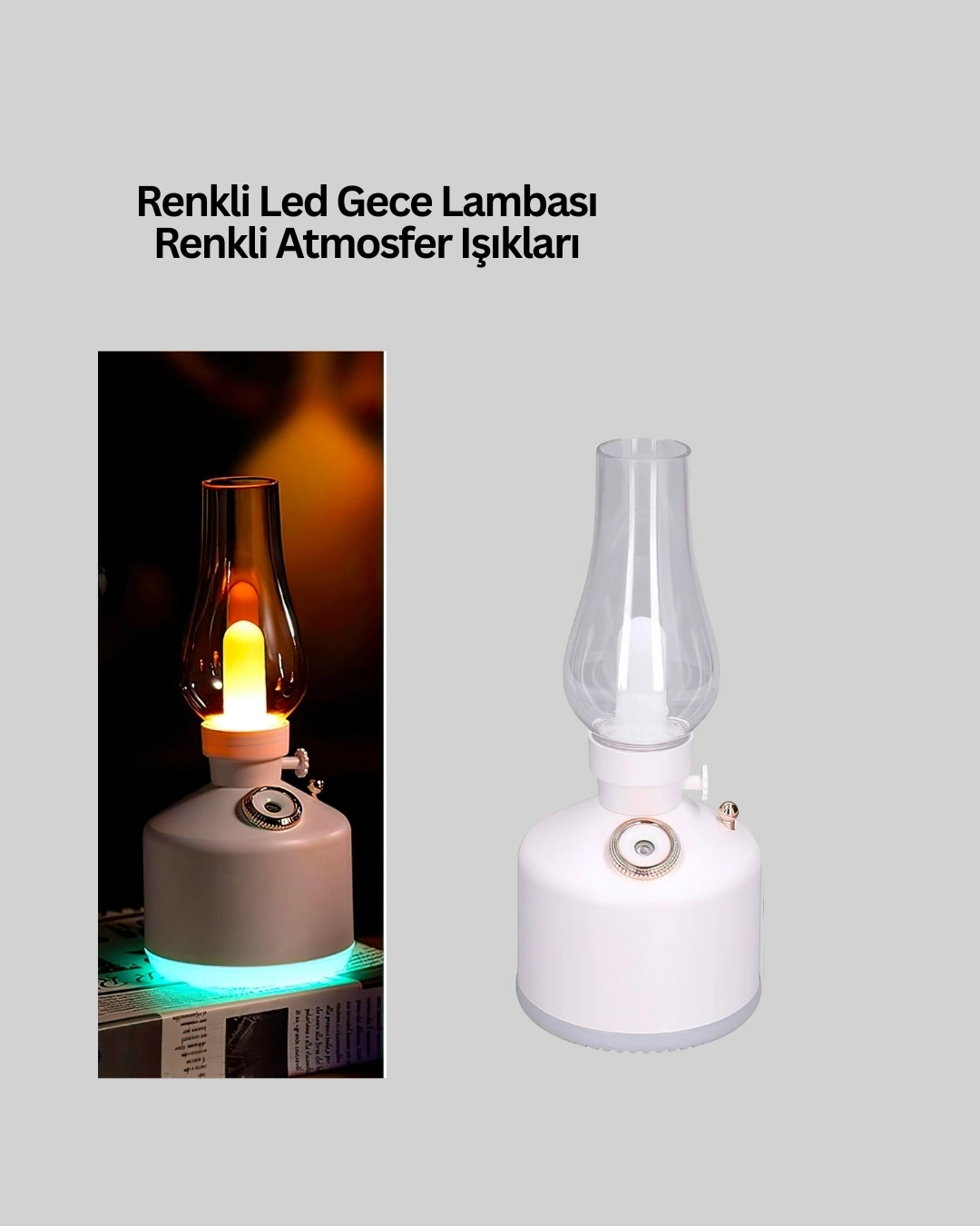 BUĞZ Renkli Led Işıklı Retro Gaz Lambası Aroma Terapi Mist Maker
