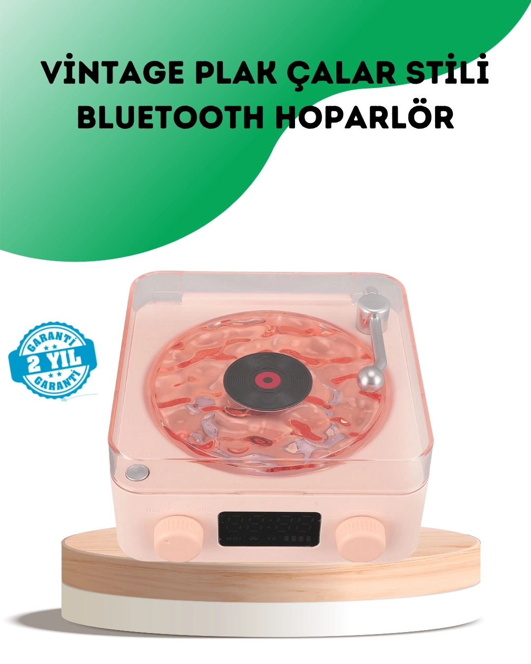 BUĞZ Retro Bluetooth Hoparlör – Kristal Ses, Gece Lambası, Saatli Tasarım