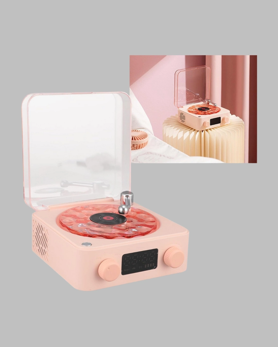 BUĞZ Retro Saatli Bluetooth Hoparlör – Gece Lambalı Kristal Ses Kalitesi