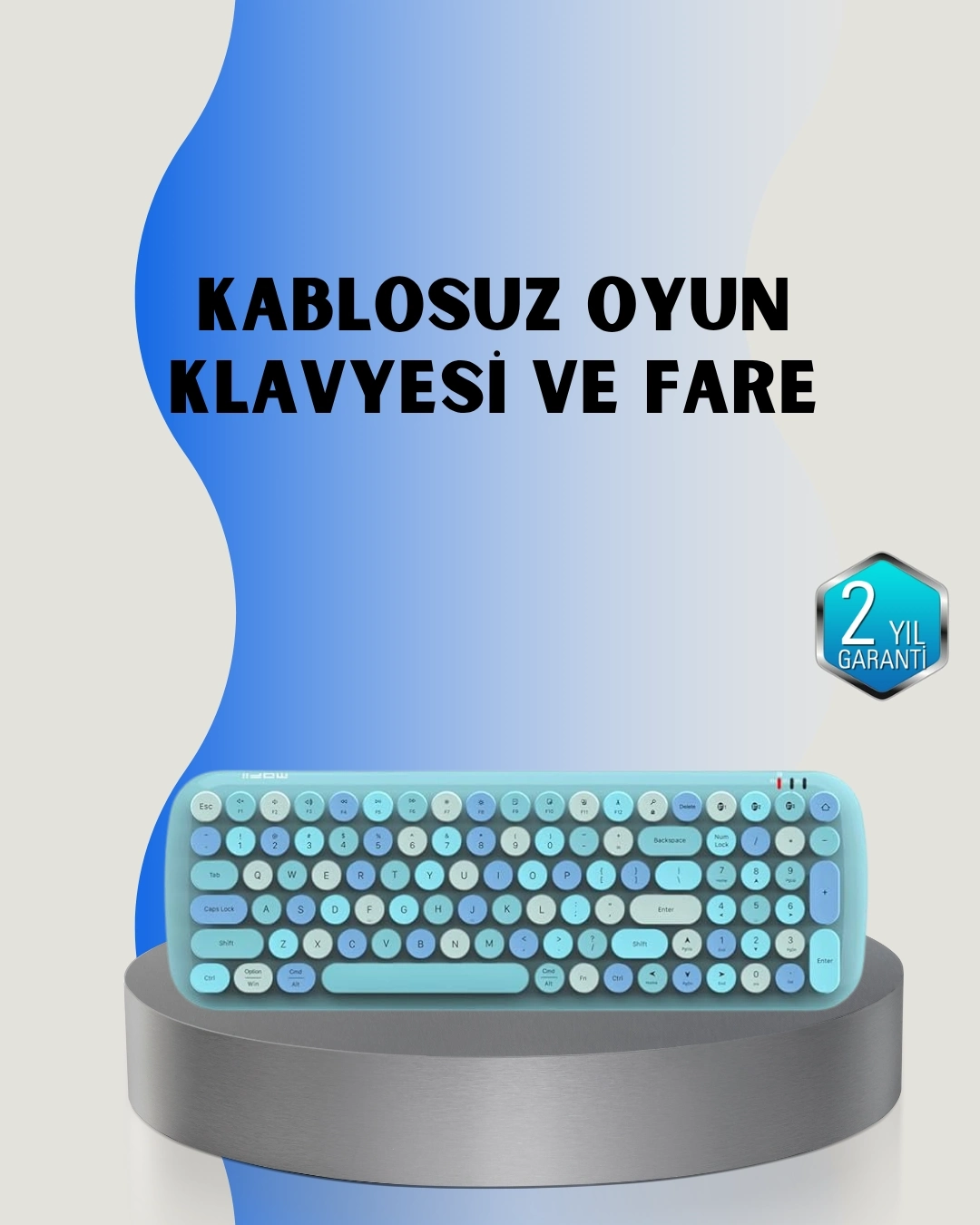 BUĞZ Retro Tarz Kablosuz Klavye Mouse Seti – 104 Tuşlu, Ergonomik Tasarım