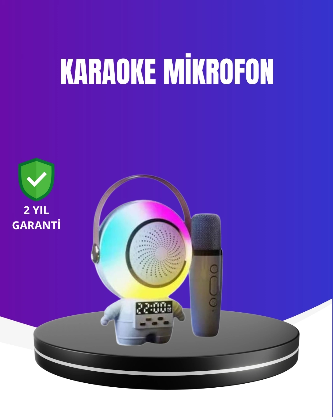 BUĞZ RGB Işıklı Astronot Bluetooth Hoparlör Karaoke Mikrofonlu