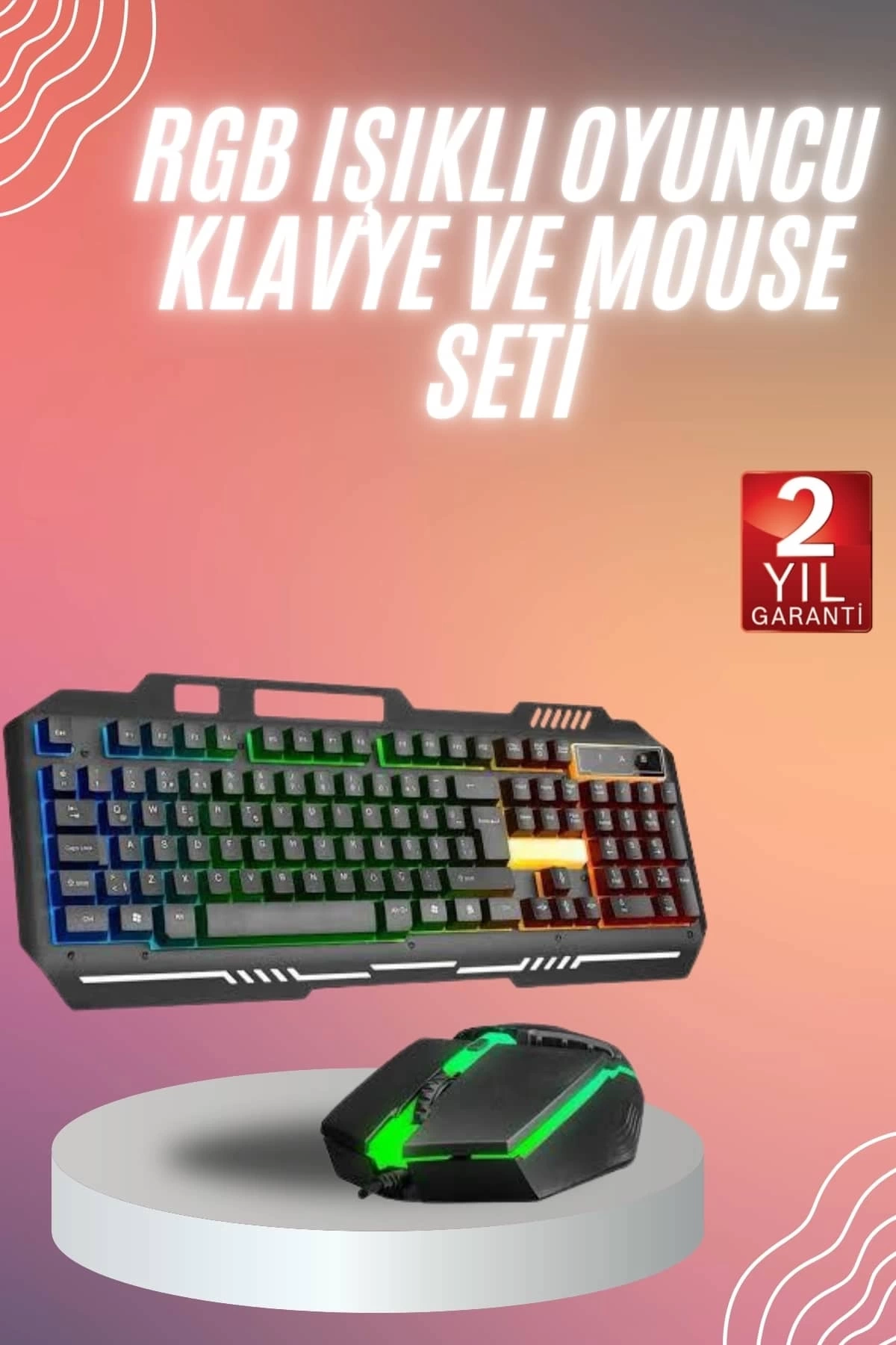 BUĞZ RGB Işıklı Gaming Oyuncu Klavye Q Klavye Mouse Hediyeli