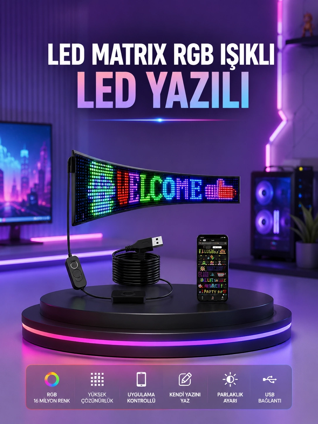 BUĞZ RGB LED Panel Renkli Işık Efektli Dekoratif Aydınlatma