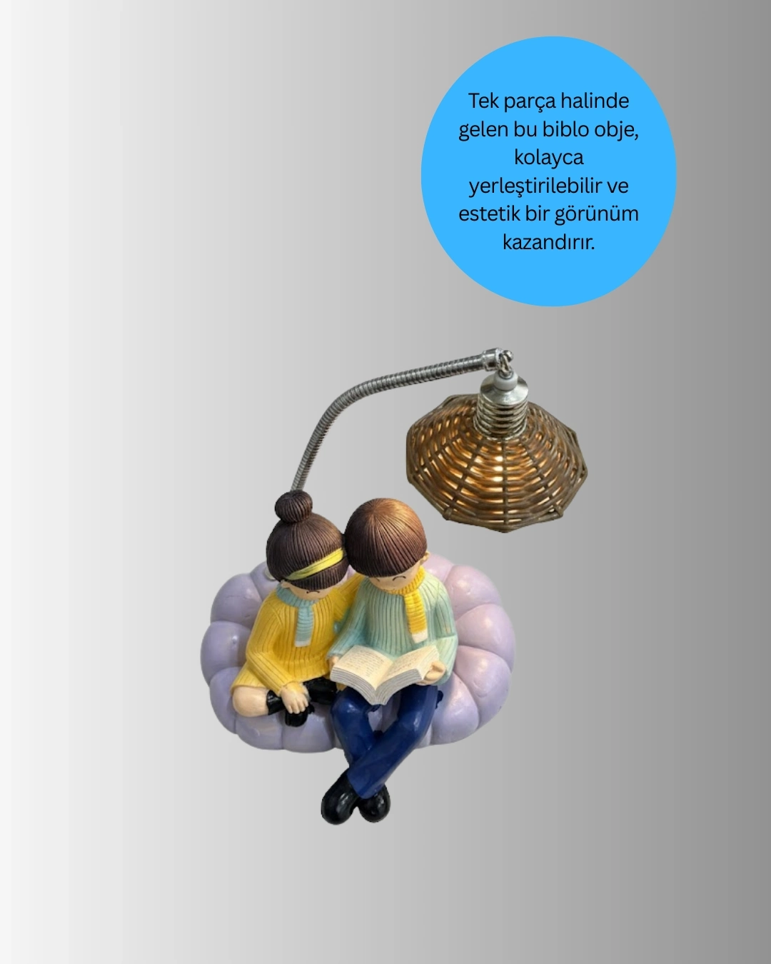 BUĞZ Romantik Çift Temalı Dekoratif Masa Lambası Yumuşak LED Işık
