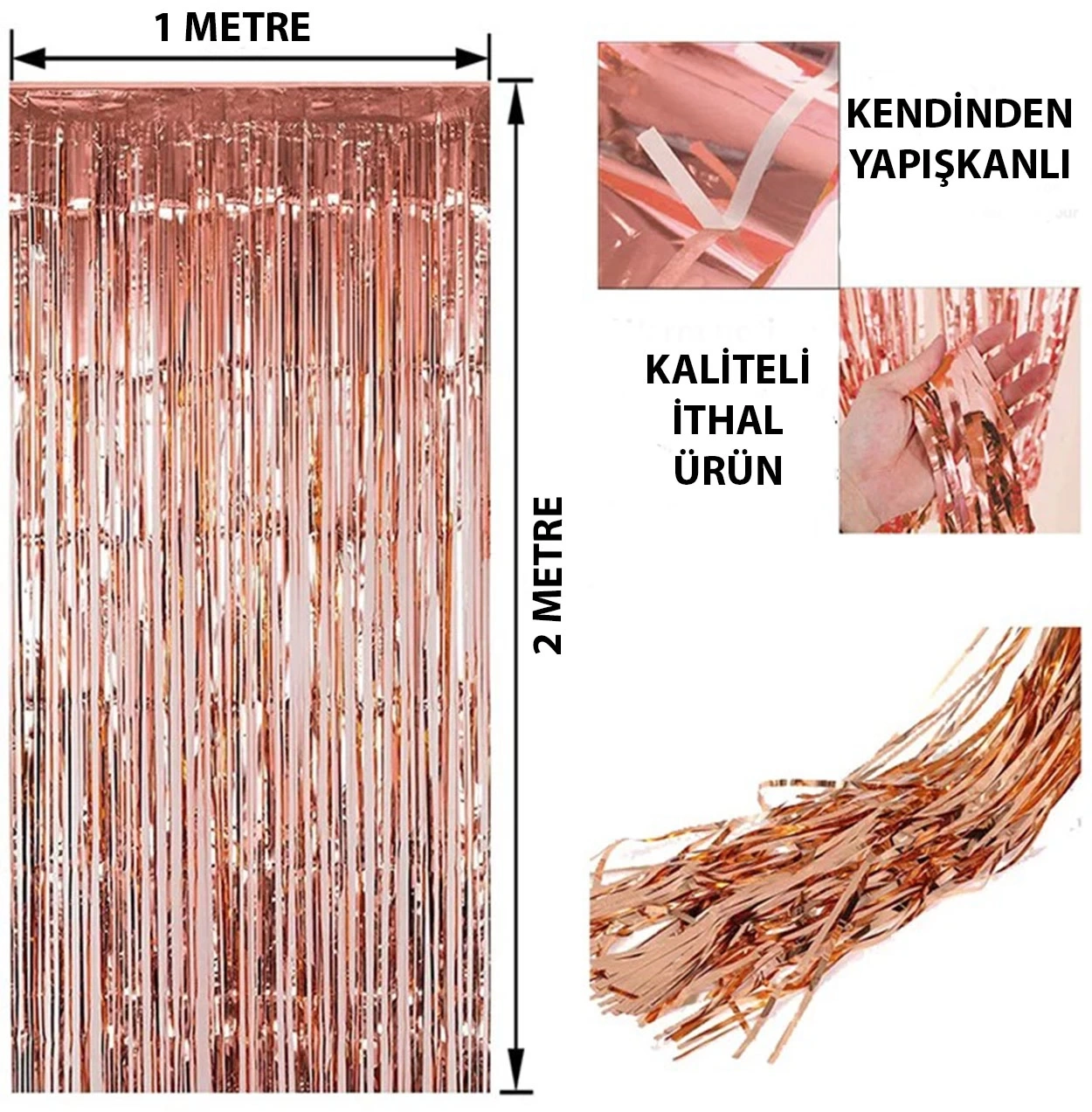 BUĞZ Rose Gold Püsküllü Kapı Perdesi BUĞZ Rose Gold Püsküllü Kapı Perdesi