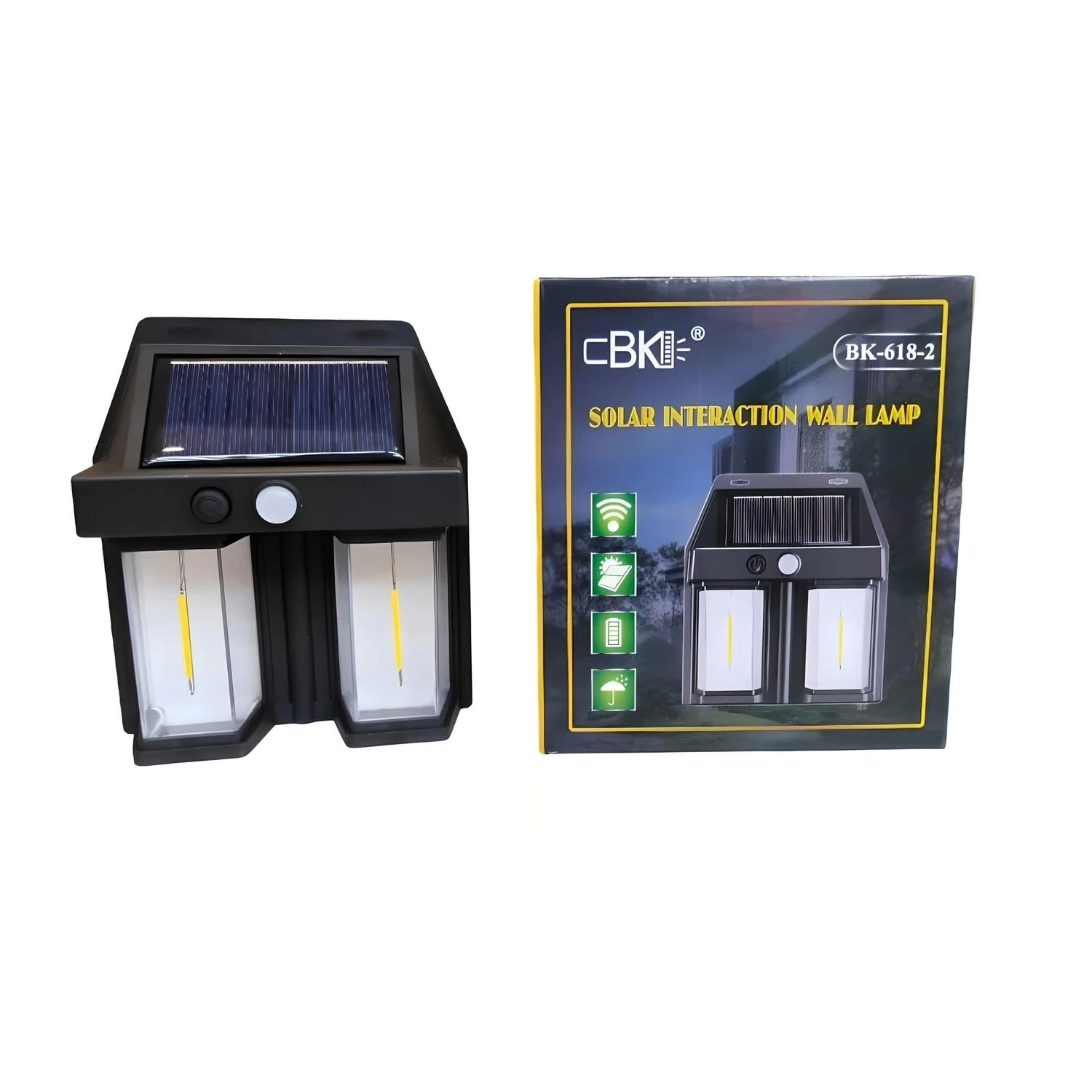 BUĞZ Rustik Ampul İkili Solar Duvar Aplik Güneş Enerjili Hareket Sensörlü