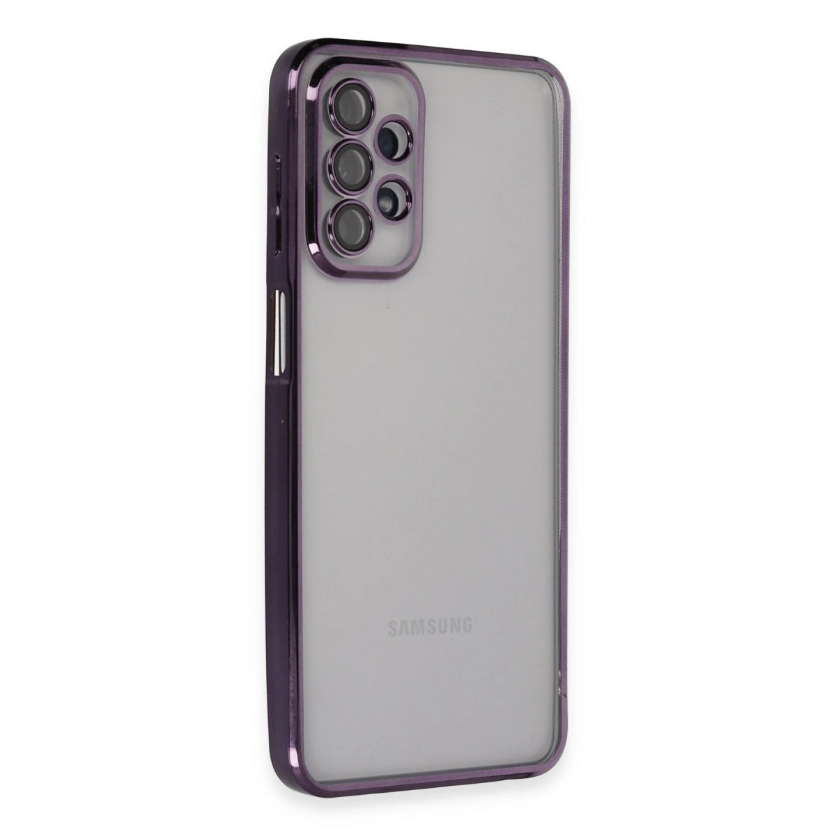 BUĞZ Samsung Galaxy A23 4g Kılıf Razer Lensli Silikon - Mor BUĞZ Samsung Galaxy A23 4g Kılıf Razer Lensli Silikon - Mor