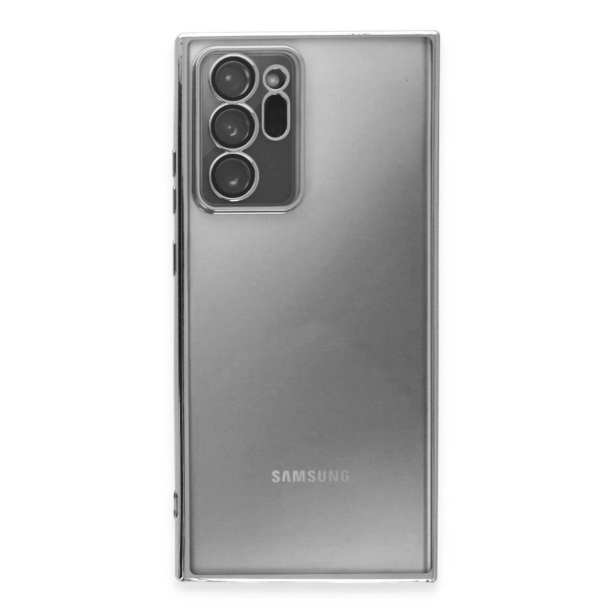 BUĞZ Samsung Galaxy Note 20 Ultra Kılıf Razer Lensli Silikon - Gümüş