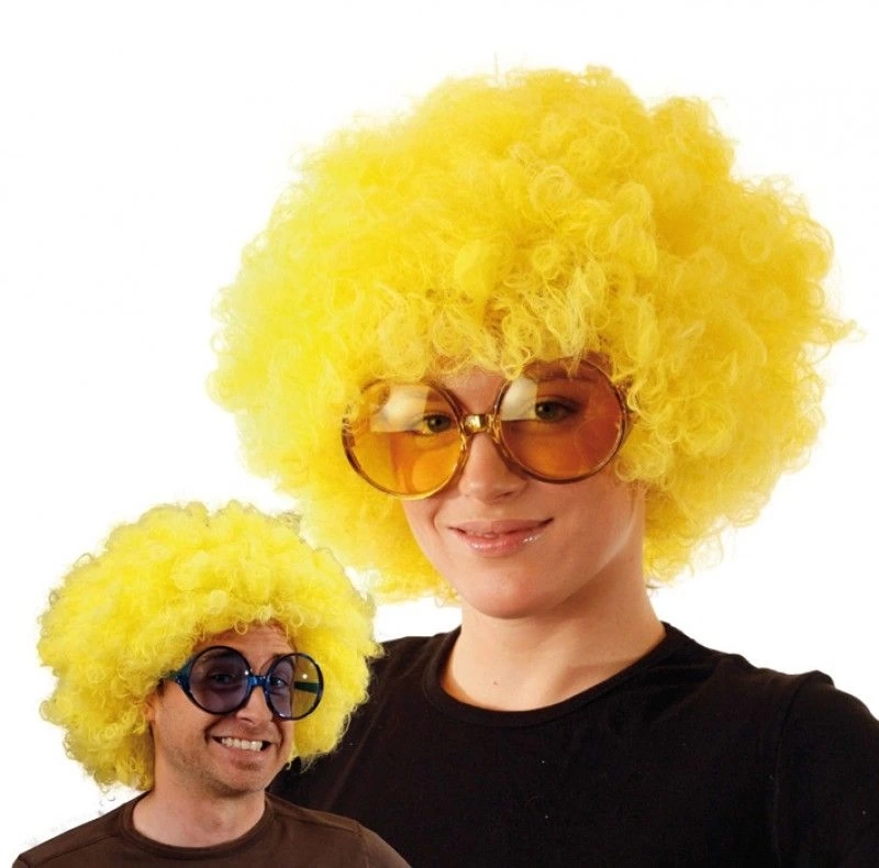 BUĞZ Sarı Renk Kıvırcık Afro Bonus Peruk
