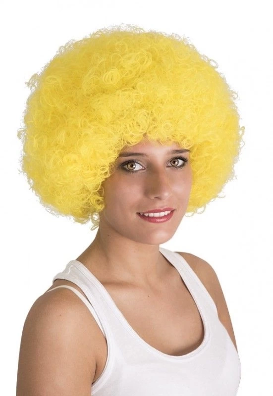 BUĞZ Sarı Renk Kıvırcık Afro Bonus Peruk