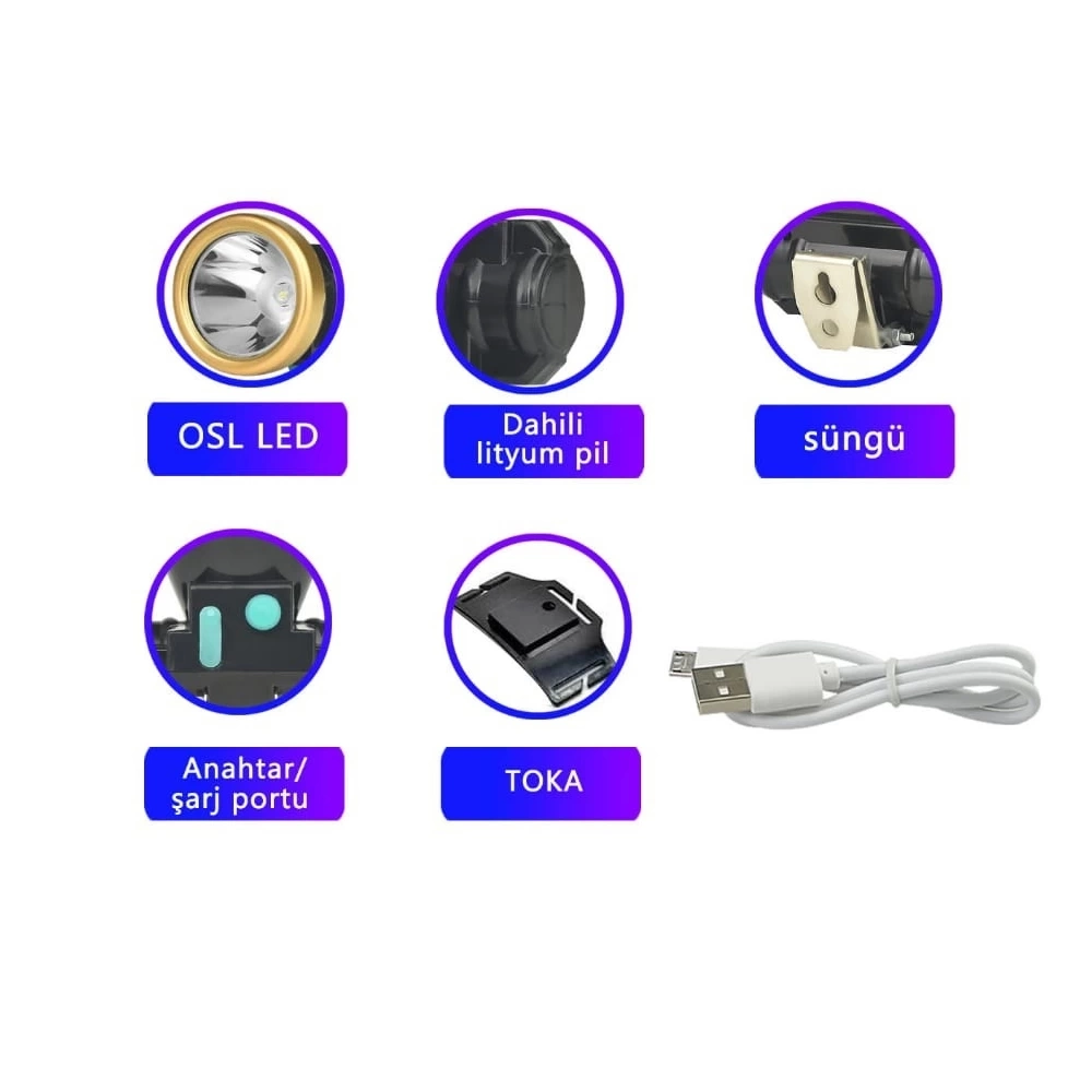 BUĞZ Şarjlı Baret Lambası Osl Led  Wt-065