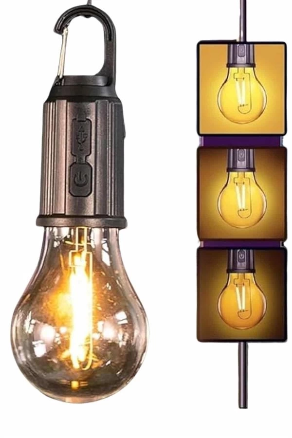 BUĞZ Şarjlı Dekoratif Kamp Lambası Askılı Ampul Led Işık Type-C Girişli