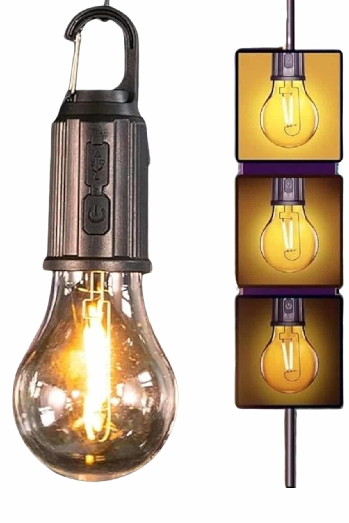 BUĞZ Şarjlı Dekoratif Kamp Lambası Askılı Ampul Led Işık Type-C Girişli