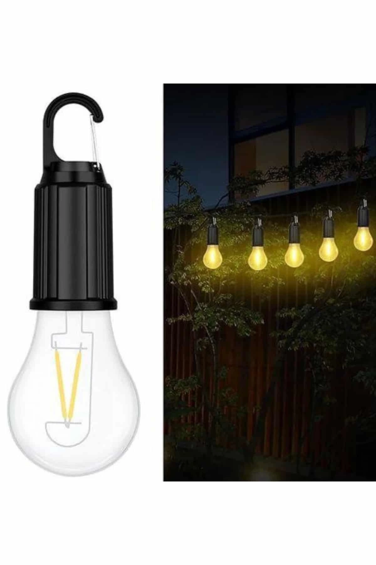 BUĞZ Şarjlı Dekoratif Kamp Lambası Askılı Ampul Led Işık Type-C Girişli
