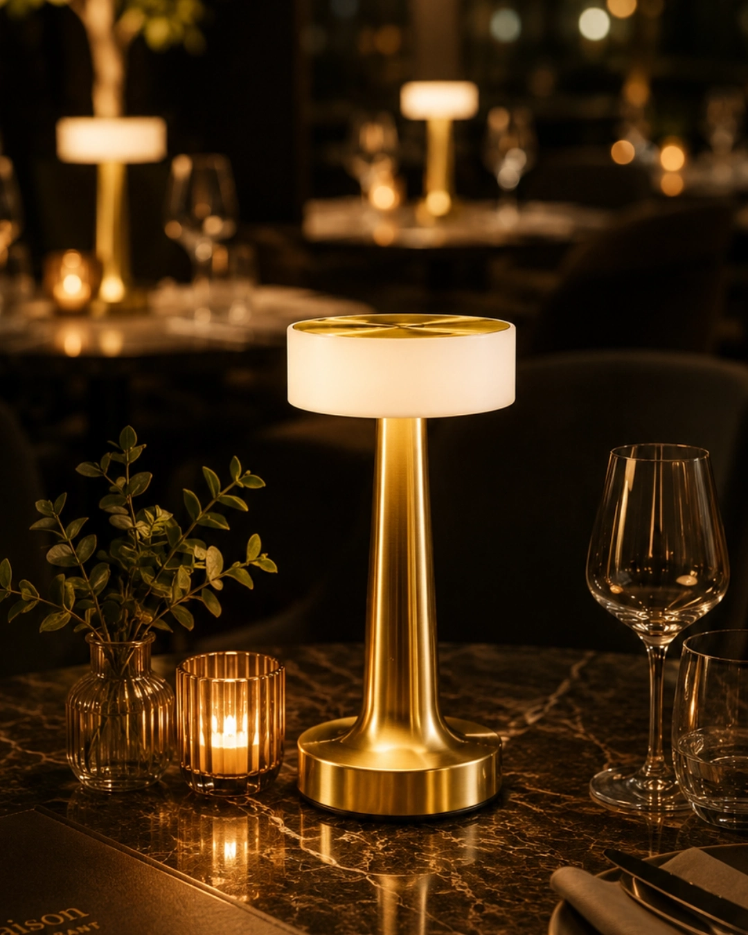 BUĞZ Şarjlı Gold Mantar Masa Lambası Dimmer Ayarlı Kablosuz LED Lamba