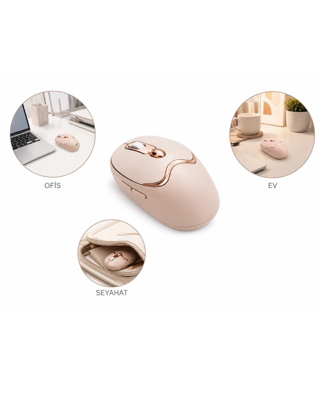 BUĞZ Şarjlı Kablosuz Mouse Sessiz Tıklama Bluetooth ve USB Destekli
