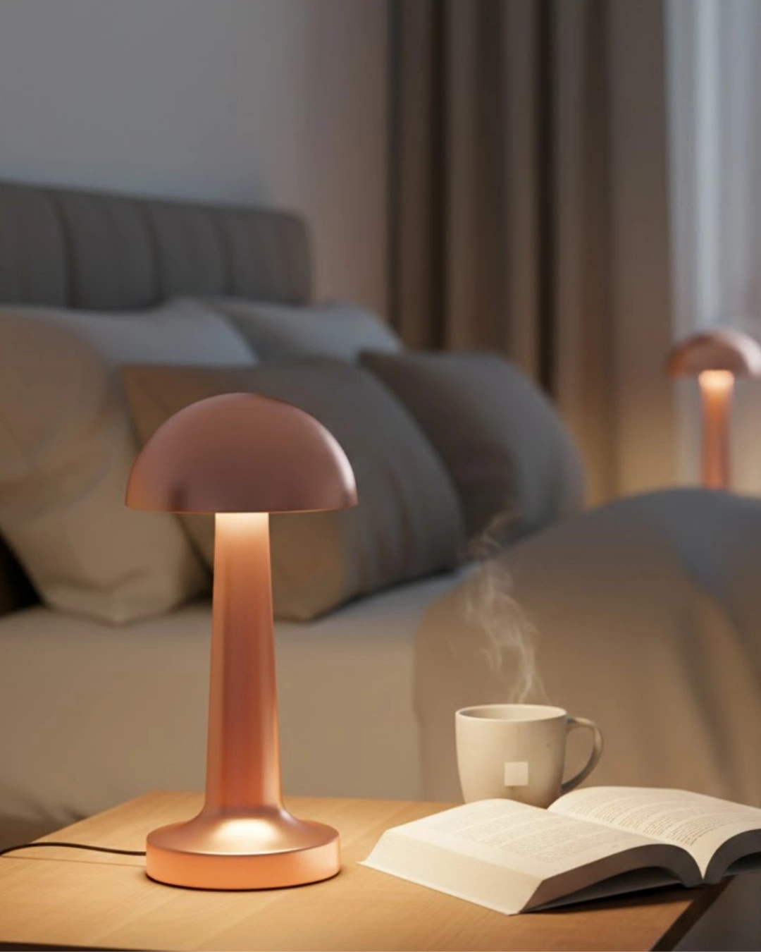 BUĞZ Şarjlı Mantar Masa Lambası 3 Seviyeli Dokunmatik LED USB Şarj Özellikli