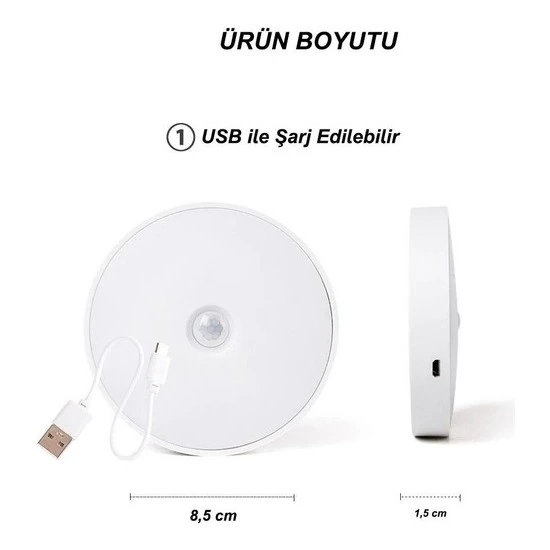 BUĞZ Şarjlı Sensörlü Gece Led Lambası Egonex