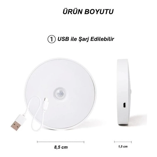 BUĞZ Şarjlı Sensörlü Gece Led Lambası Egonex