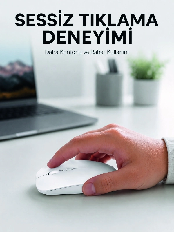 BUĞZ Şarjlı Wireless Mouse Bluetooth Çift Modlu Sessiz Yüksek Hassasiyetli Fare