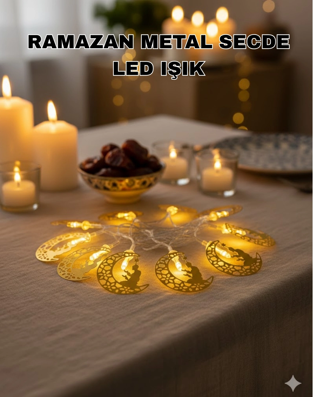 BUĞZ Secde Eden Adam Figürlü Ay Tasarımlı Ramazan LED Işık