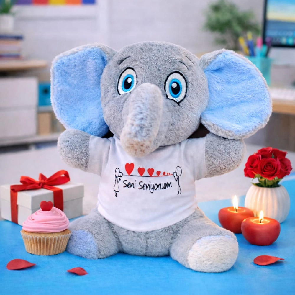 BUĞZ SENİ SEVİYORUM TİŞÖRTLÜ PELUŞ FİL BUĞZ SENİ SEVİYORUM TİŞÖRTLÜ PELUŞ FİL