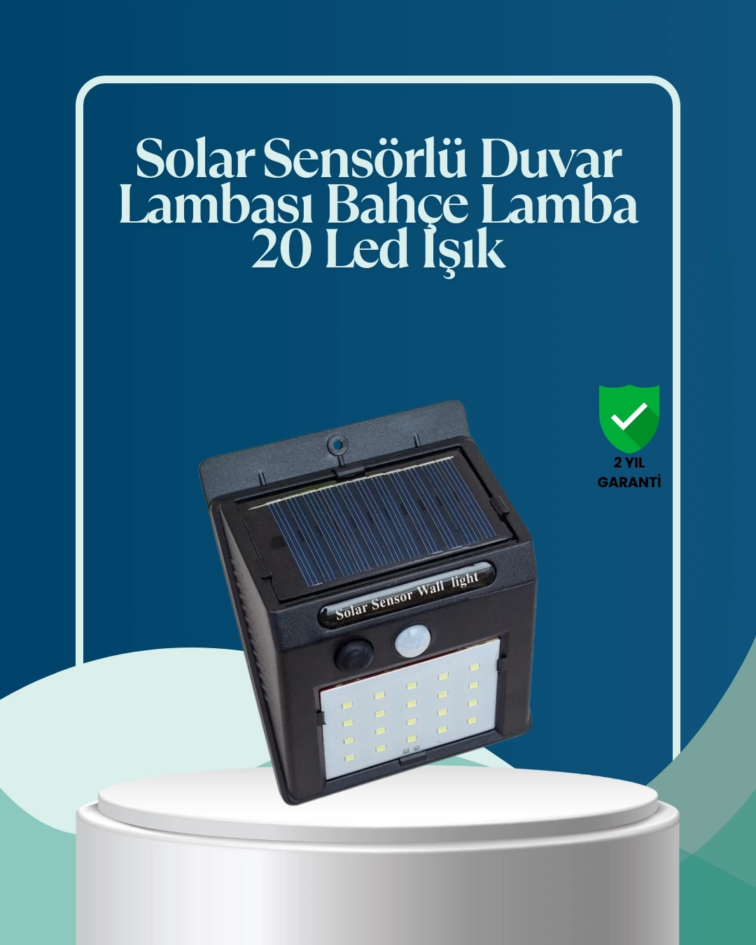 BUĞZ Sensörlü 20 LED Solar Duvar Lambası 3 Metre Algılama Mesafesi