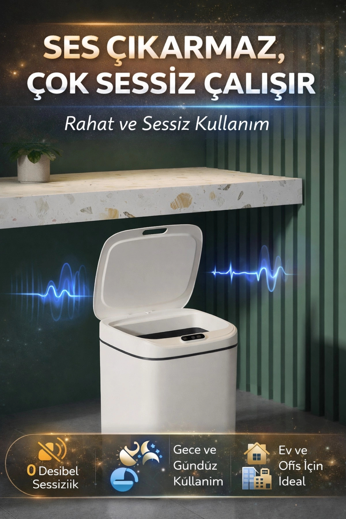BUĞZ Sensörlü Çöp Kovası Otomatik Kapak Temassız