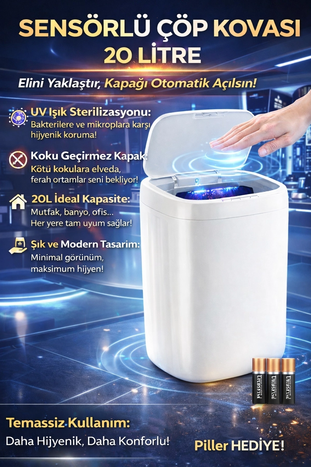 BUĞZ Sensörlü Teknolojik Çöp Kovası
