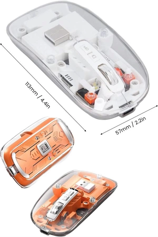 BUĞZ Sessiz Tıklama Çift Modlu Bluetooth Ve Alıcı Şeffaf Mouse Fare BUĞZ Sessiz Tıklama Çift Modlu Bluetooth Ve Alıcı Şeffaf Mouse Fare