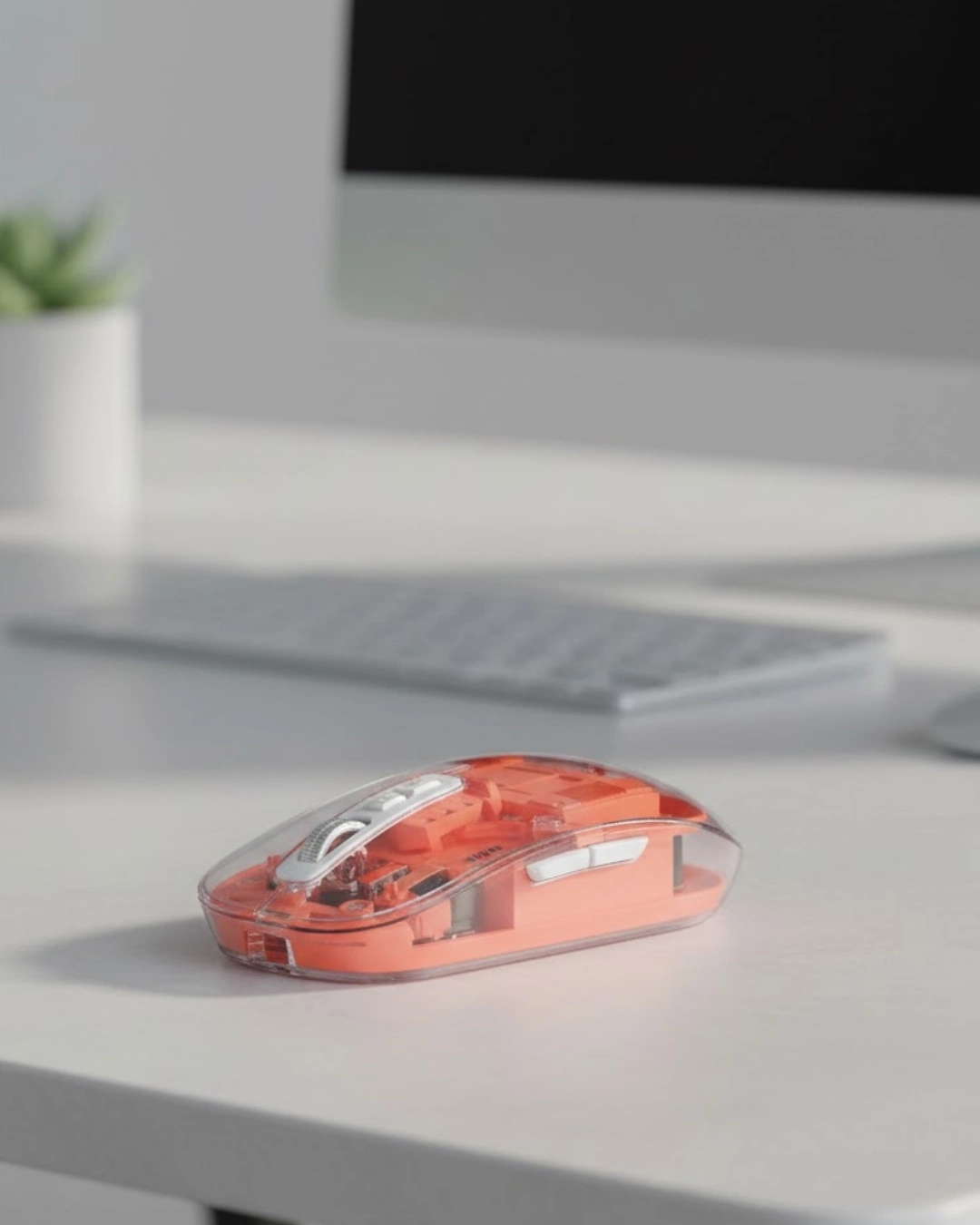 BUĞZ Sessiz Tıklamalı Şeffaf Mouse Bluetooth ve USB Uyumlu