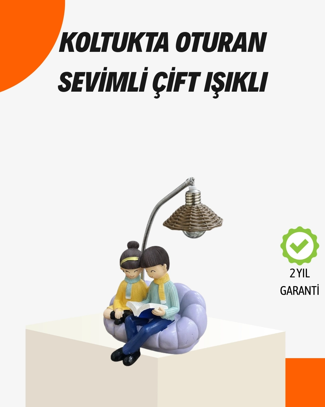 BUĞZ Sevgiliye Özel Çift Figürlü LED Masa Lambası Okuyan Çift Tasarım