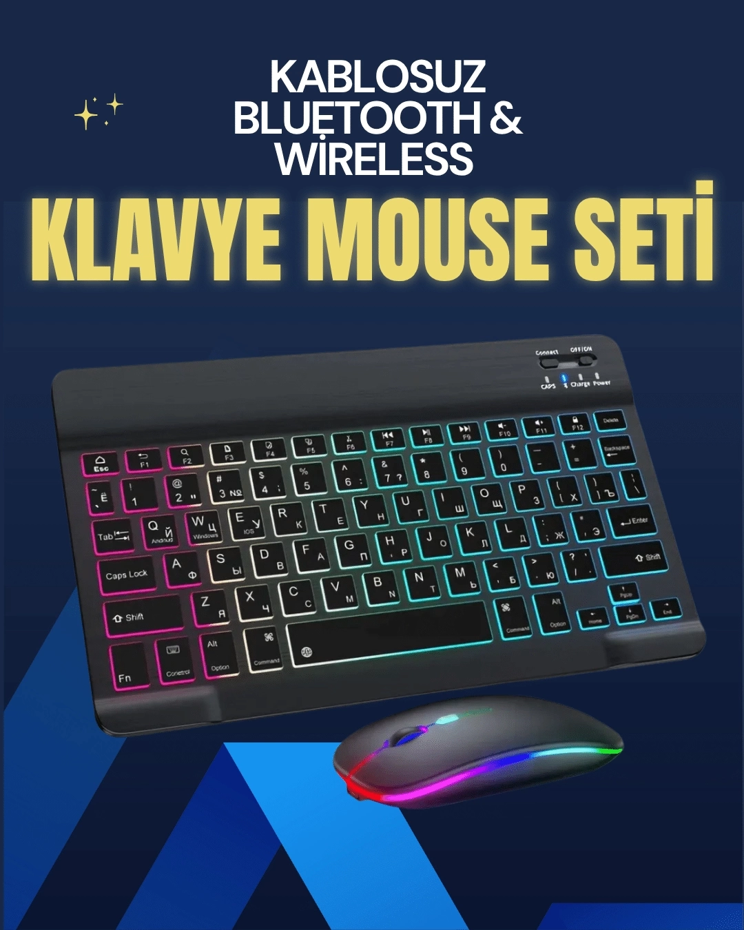 BUĞZ Şık ve Sessiz Tasarımlı Işıklı Klavye Mouse Seti – Şarjlı, Wireless