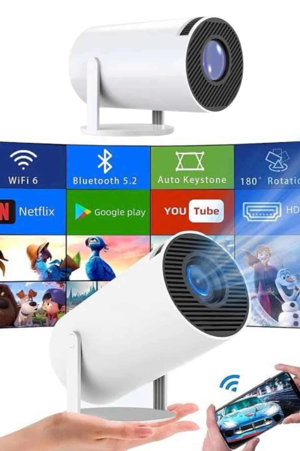 BUĞZ Sinema Projektörü Android HDMI USB WİFİ Ses Çıkışlı Ayaklı Projeksiyon Taşınabilir BUĞZ Sinema Projektörü Android HDMI USB WİFİ Ses Çıkışlı Ayaklı Projeksiyon Taşınabilir