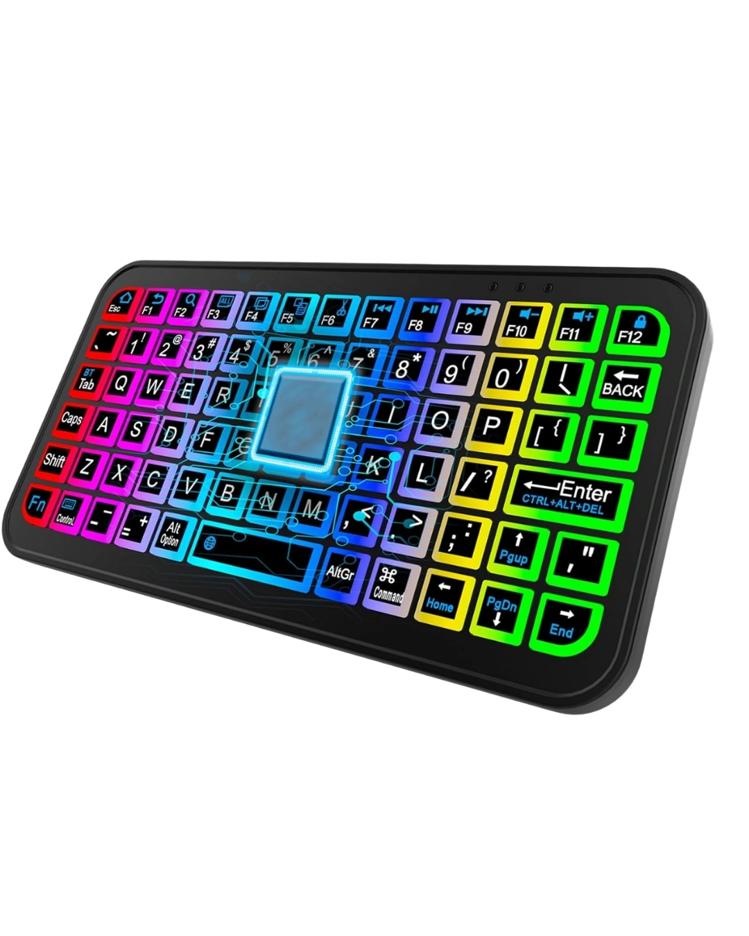 BUĞZ Siyah Kablosuz Mini RGB Işıklı Klavye Bluetooth 5.2 İnce Tasarım