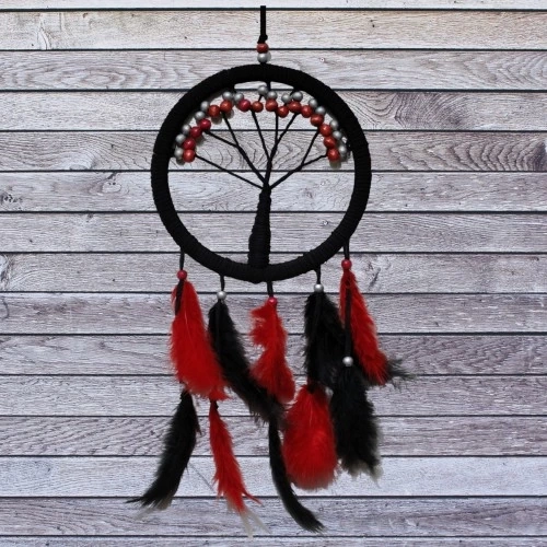 BUĞZ Siyah Kırmızı Hayat Ağacı Dream Catcher