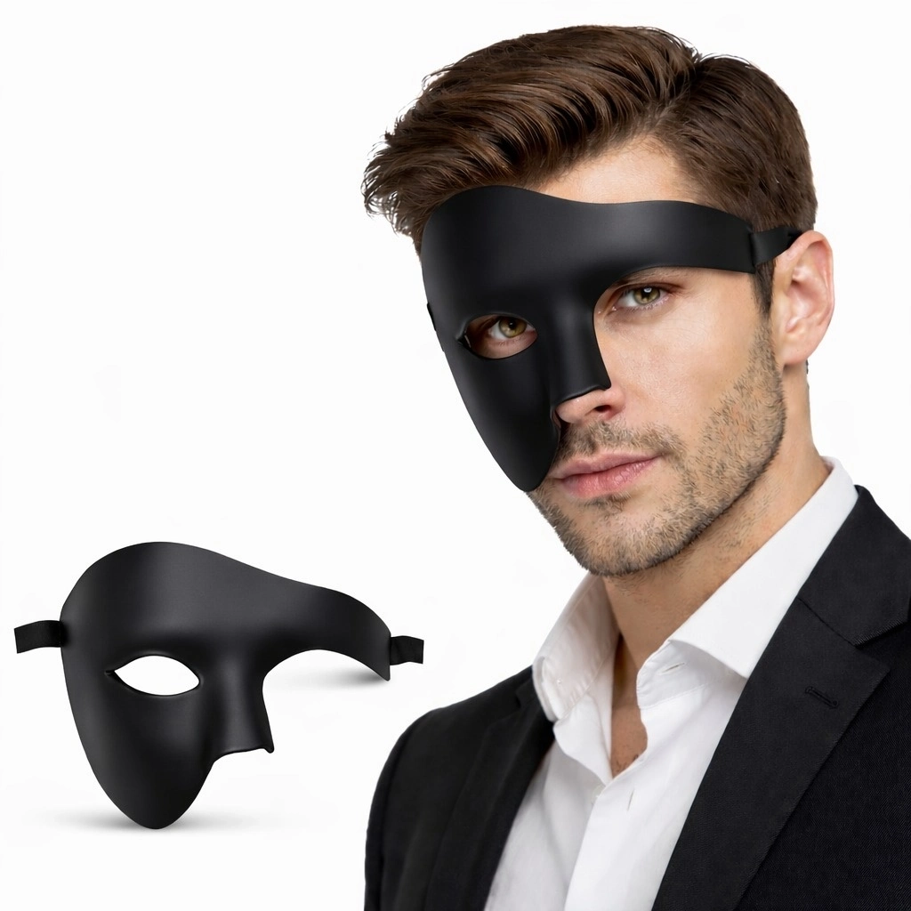 BUĞZ Siyah Yarım Erkek Maske – Phantom Parti & Balo Maskesi