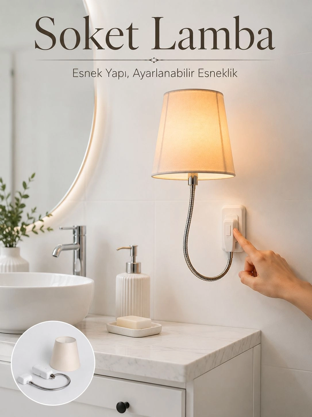 BUĞZ Soket Tipi Ayarlanabilir Başlıklı Dekoratif Gece Lambası